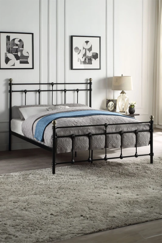 Image of SLUMBERWORX Bayford Traditional Black Metal Bed Frame - Double 5055744825490