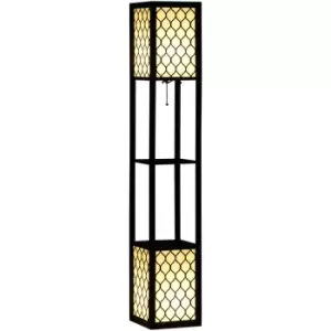 Image of HOMCOM 2-Light Modern Floor Lamp with Shelves for Living Room, Bedroom, Black - Black