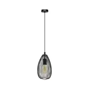 image of Hanging Ceiling Pendant Light Black Wire Shade 1x 60W E27 Hallway Feature Lamp