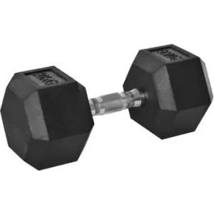 image of 20KG Single Rubber Hex Dumbbell Portable Hand Weights Dumbbell Home Gym - Homcom