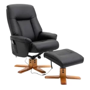 image of HOMCOM PU Leather 10-Point Massage Sofa Armchair Chair w/Footrest Heat Recliner Black