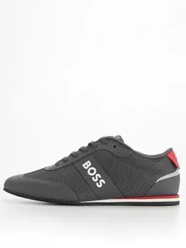 Image of BOSS Rusham Lowp Trainer, Dark Grey, Size 10, Men