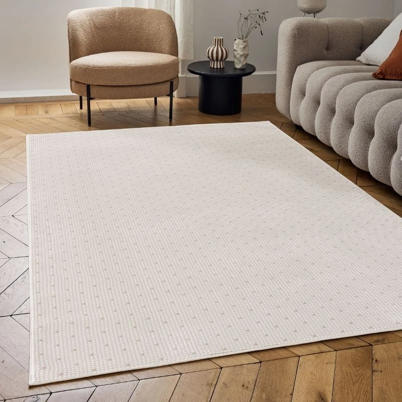Image of THE RUGS Carmel Modern Area Rugs & Runners Dotted Design Soft Pile in Grey Size: 200cm x 290cm Grey Unisex 200cm x 290 cm