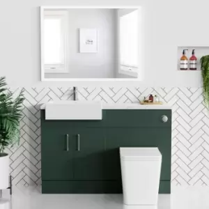 image of 1200mm Green Toilet and Sink Unit with Marble Worktop and Chrome Fittings - Coniston