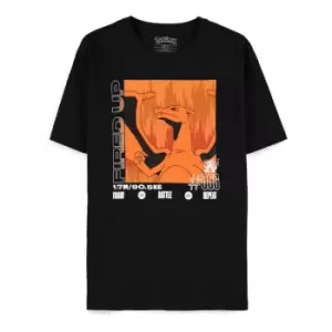Image of Pokemon Charizard Fired Up Train Battle Repeat Mens Medium T-Shirt - Black