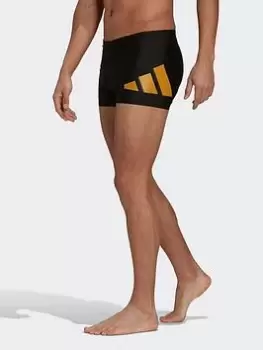 Image of adidas Logo Graphic Swim Briefs, Black, Size XS, Men