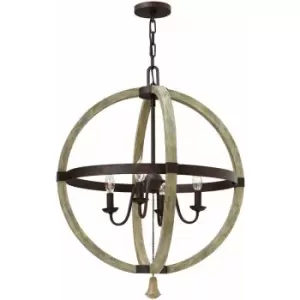 Image of 4 Bulb Chandelier Hanging Pendant LIght Iron Rust LED E14 60W Bulb