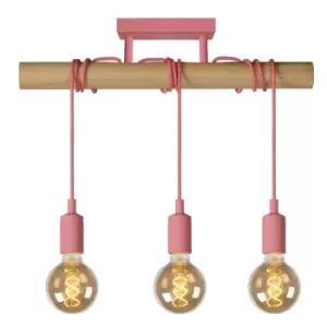 Image of Lucide POLA - Flush Ceiling Light Children - 3xE27 - Pink
