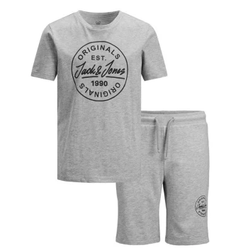 image of Jack and Jones Shark T Shirt and Shorts Set - Grey