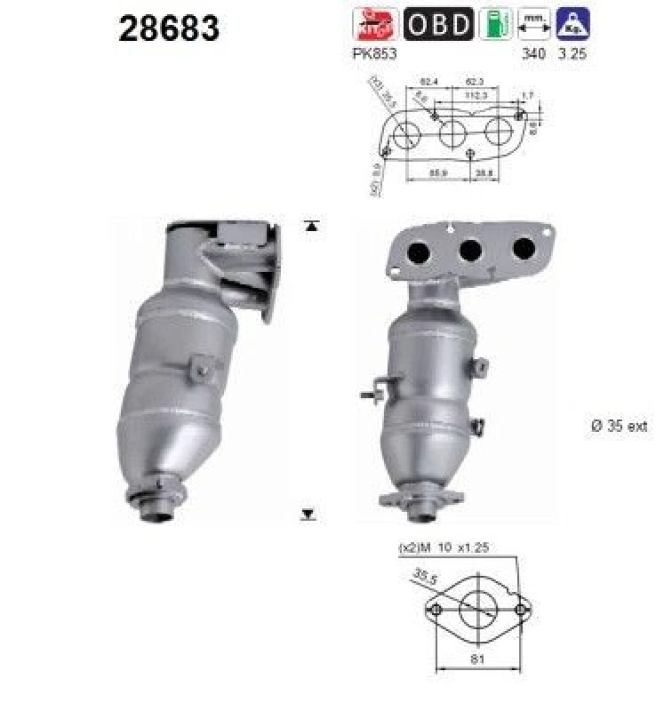 Image of AS Catalytic converter AS 28683