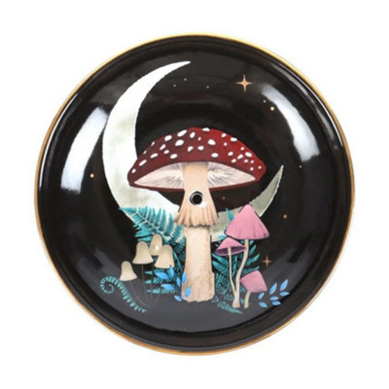 Image of Something Different Something Different Ceramic Forest Mushroom Incense Holder in Black One Size Unisex 5063527038982