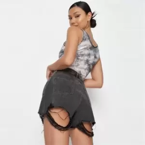 Missguided Tall Extreme Rip Shorts - Black