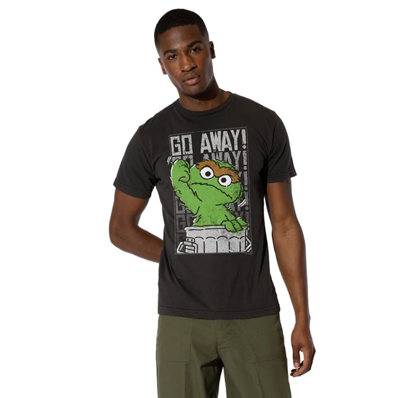 Image of Sesame Street Sesame Street Men Go Away T-Shirt in Black Size: Small Black S Male 5052777746570