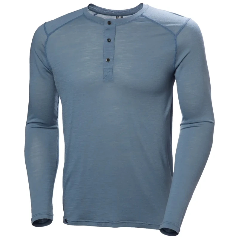 Image of Long sleeve T-Shirt Helly Hansen Durawool Henley Bleu Male 2XL