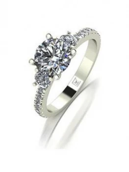 image of Moissanite Lady Lynsey 9Ct Gold 1.50Ct Total Round Brilliant Moissanite Trilogy Ring With Stone Set Shoulders