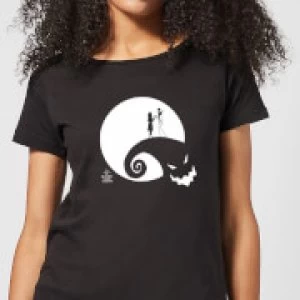 image of Nightmare Before Christmas Jack and Sally Moon Womens T-Shirt - Black