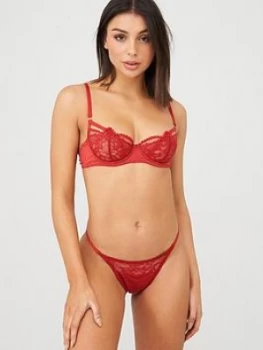 Image of Muse By Coco De Mer Scarlett Balcony Bra - Tango Red, Tango Red, Size 34Dd, Women
