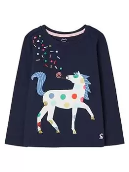 Image of Joules Girls Ava Horse Long Sleeve Tshirt - Navy, Size Age: 8 Years, Women