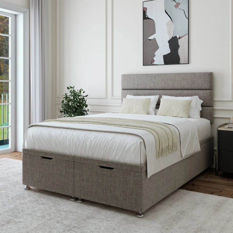Image of Bedmaster Bedmaster Linen Ottoman Divan Base in Grey Size: Single Grey Single Unisex 7867870095955