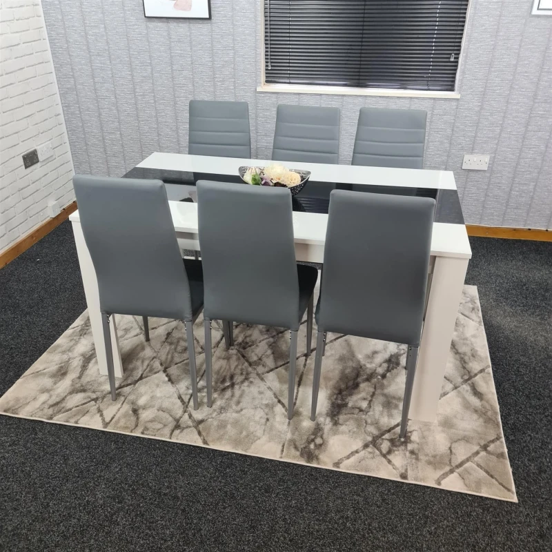 Image of KOSY KOALA Dining Table Set with 6 Chairs Dining Room and Kitchen table set of 6 White