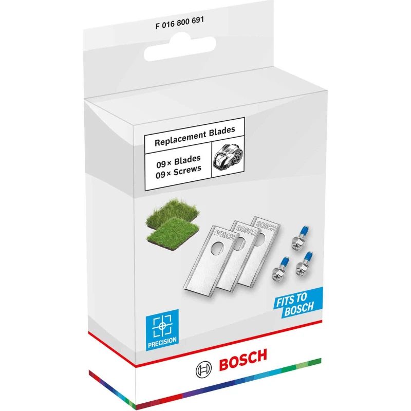 Image of Bosch Genuine Lawnmower Blades for VISIMOW 100 / 200 Lawnmowers Pack of 9 F016800691