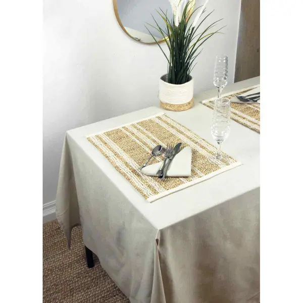 image of Esselle Avon 100&#37; Cotton 140X240cm Beige Colour Tablecloth