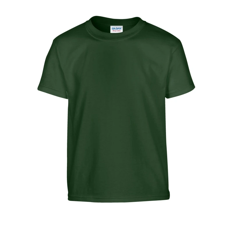 Image of Gildan Plain Cotton Heavy T-Shirt in Dark Green Size: 3-4 Years Dark Green Unisex 3-4 Years