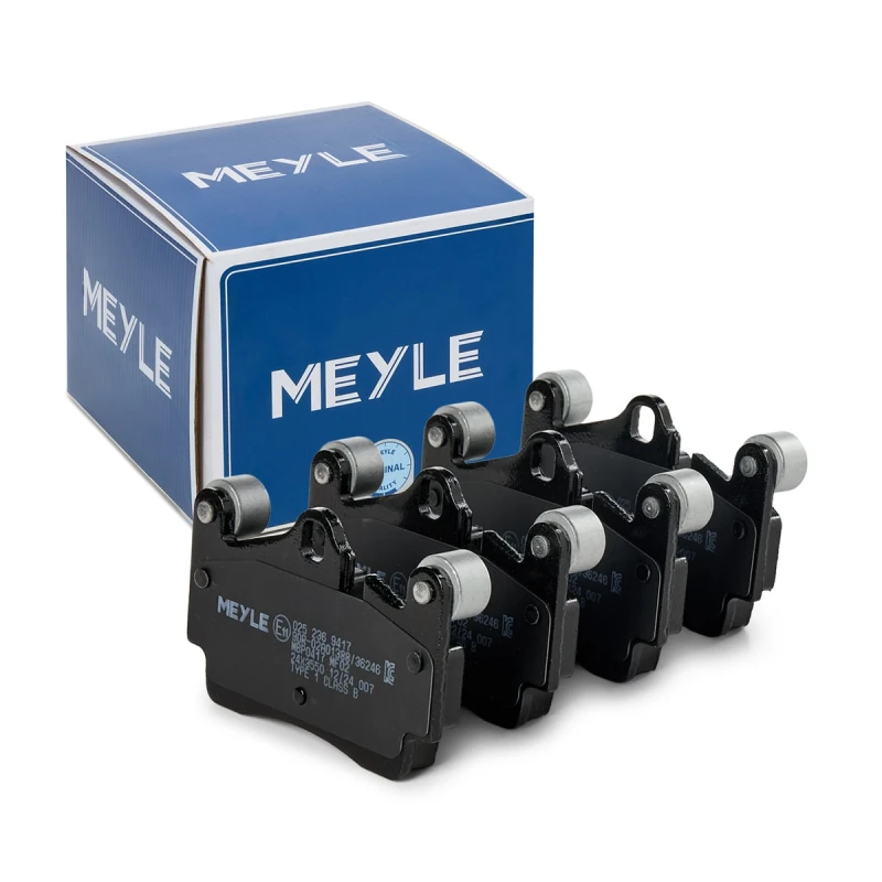 Image of MEYLE 025 236 9417 Brake pad set Rear Axle, prepared for wear warning indicator, Original Quality, with anti-squeak plate Brake Pad Set,disc brake (4