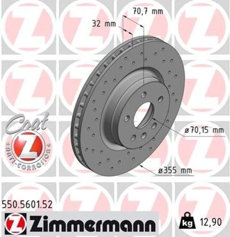 Image of ZIMMERMANN Brake disc ZIMMERMANN 550.5601.52