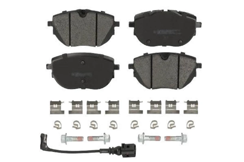 Image of SWAG 33 10 5568 Brake pad set Front Axle, incl. wear warning contact, with fastening material Brake Pad Set,disc brake (402)