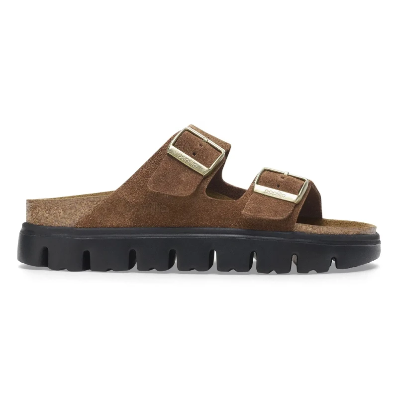 Image of Birkenstock Womens suede leather platform sandals Birkenstock Arizona Marron Female 36 Etroit
