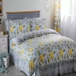 Image of Belledorm Arabella Country Dream Duvet Cover Set (Double) (White/Blue/Lemon)