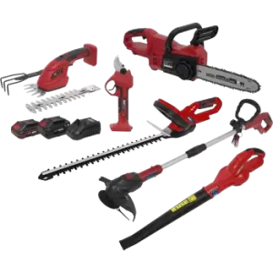 Image of Sealey SV20 20v Cordless 6 Piece Garden Maintenance Power Tool Kit 1 x 2ah & 1 x 4ah Li-ion Charger