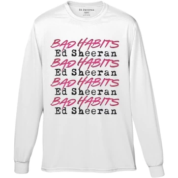 Image of Ed Sheeran - Bad Habits Stack Unisex Large T-Shirt - White