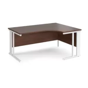 image of Office Desk Right Hand Corner Desk 1600mm Walnut Top With White Frame 1200mm Depth Maestro 25 MCM16ERWHW