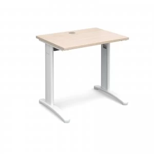 image of TR10 Straight Desk 800mm x 600mm - White Frame maple Top