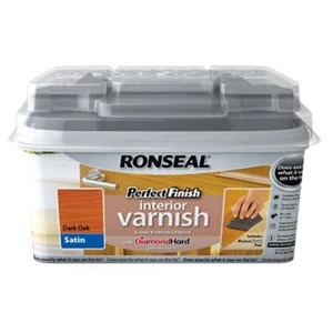 image of Ronseal Perfect finish Dark oak Satin Wood varnish 0.75L