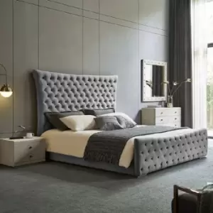 Image of Plexa Upholstered Beds - Plush Velvet, Small Double Size Frame, Grey - Grey