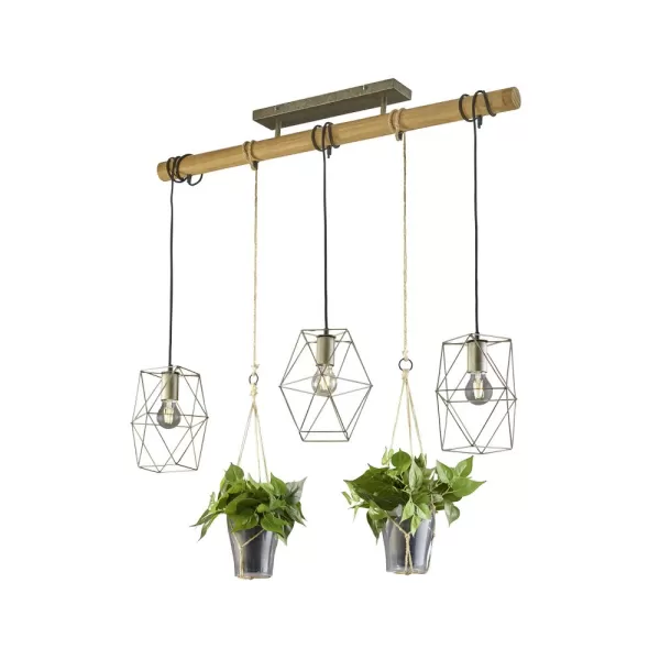 image of Plant Modern 3 Light Bar Pendant Ceiling Light Nickel antique