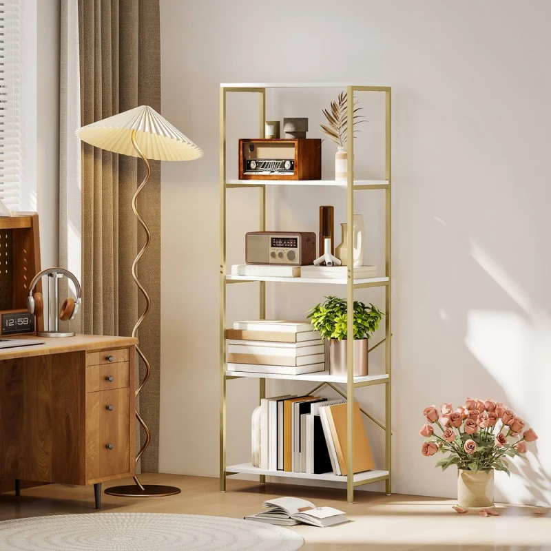 Image of HOMCOM Modern Bookshelf, Freestanding Bookcase in White White Unisex