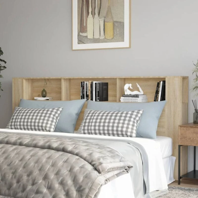 Image of Vidaxl Headboard Cabinet Sonoma Oak 220X18.5X104.5 Cm, Brown 811964