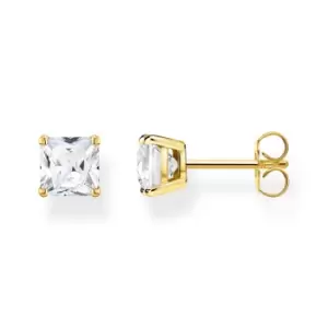 Image of THOMAS SABO Gold Plated Square White Stone Stud Earrings