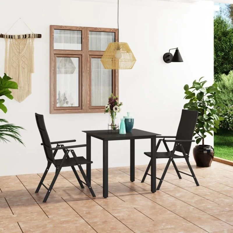 Image of VIDAXL 3 Piece Garden Dining Set Black Vidaxl 8720286228128