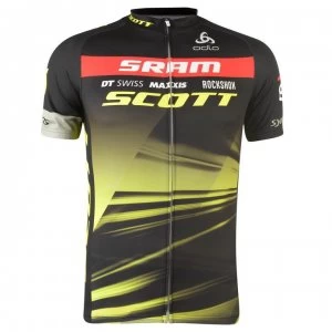 image of Odlo Scott Short Sleeve Cycling Jersey Mens - Black/Yellow