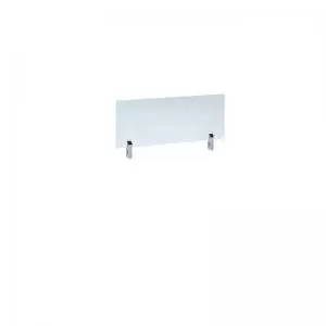 Image of Desktop clear acrylic screen topper with white brackets 800mm wide
