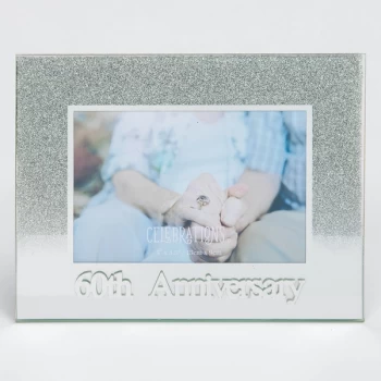 Image of 5" x 3.5" Silver Glitter Frame - 60th Anniversary