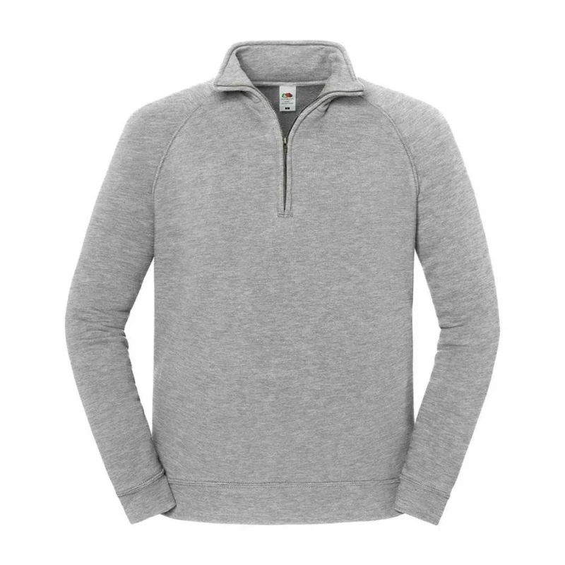 Image of Fruit of the Loom Mens Iconic Premium Quarter Zip Sweatshirt in Mid Grey Size: 3XL Mid Grey Male 3XL