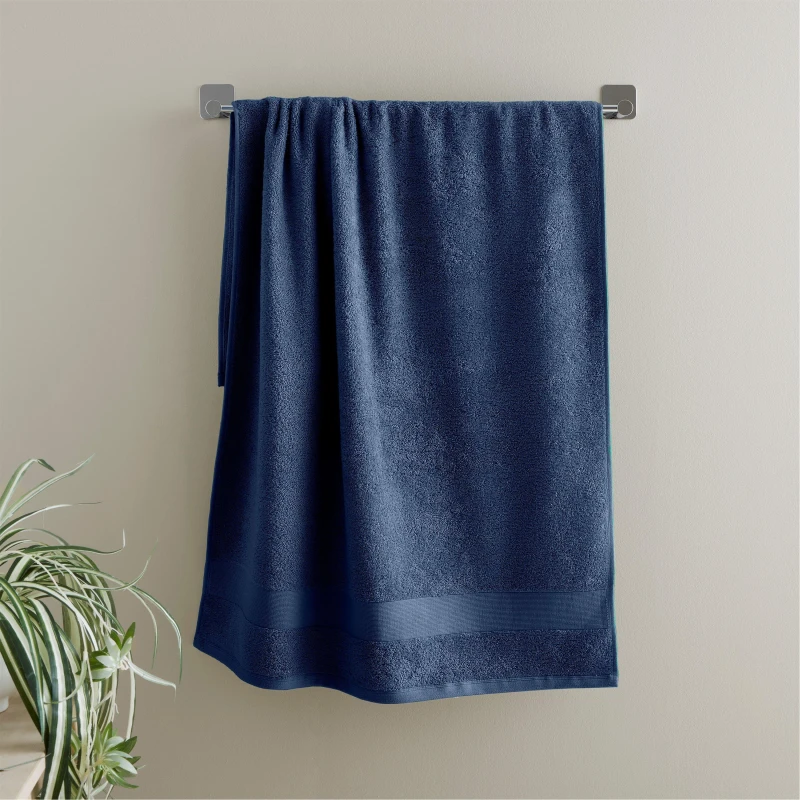 Image of Catherine Lansfield Anti-Bacterial Bath Sheet Navy WEV9C Unisex