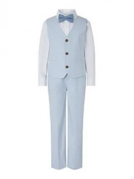 Monsoon Boys Ollie Oxford 4 Piece Suit Set - Pale Blue Size Age: 12 Years