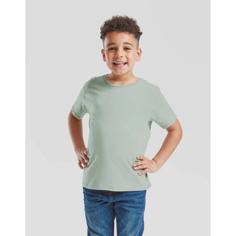 Image of Fruit Of The Loom Iconic 150 boys's Children's T shirt in Green